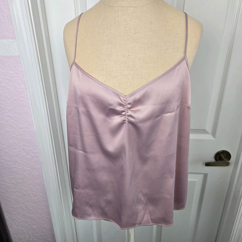 Victoria's Secret Dusty Pink Satin‎ Ruched Bust Camisole Top Size L Lingerie